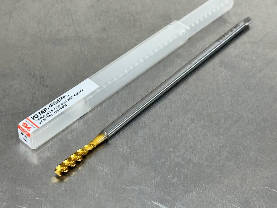 YG1 #10-32 Extension Tap Spiral Flute H3 6" OAL, 3 Flute Bottom 10-32 T8D02343