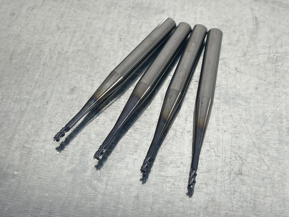 (4) Walter 3mm Carbide End Mill Prototyp 0.2mm Radius, 6mm LOC, 8mm Shank