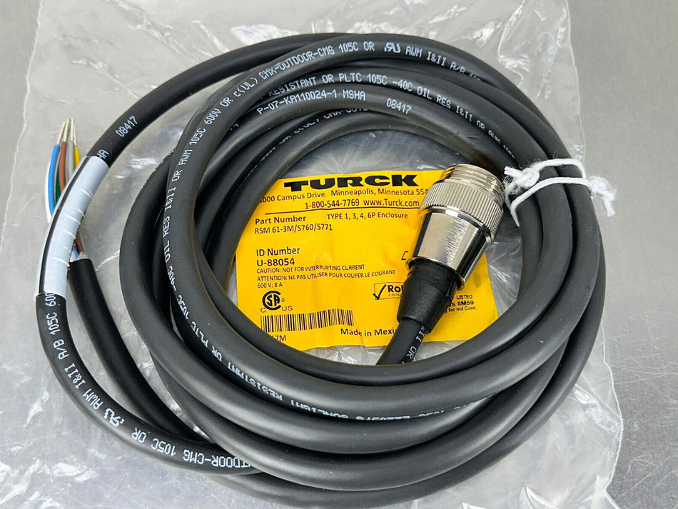 Turck RSM 61-3M/S760/S771 Cable 3M Cordset Single End Female