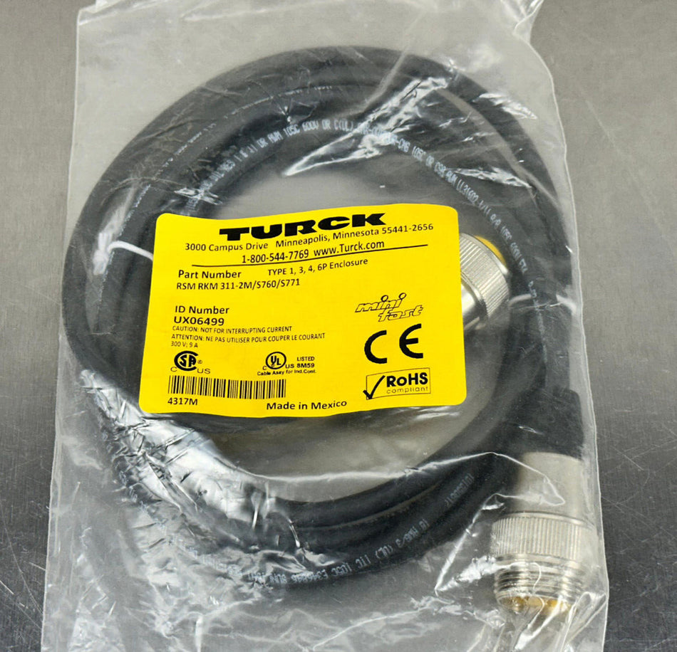 Turck RSM RKM 311-2M S760 / S711 Cordset Minifast Double End 2m