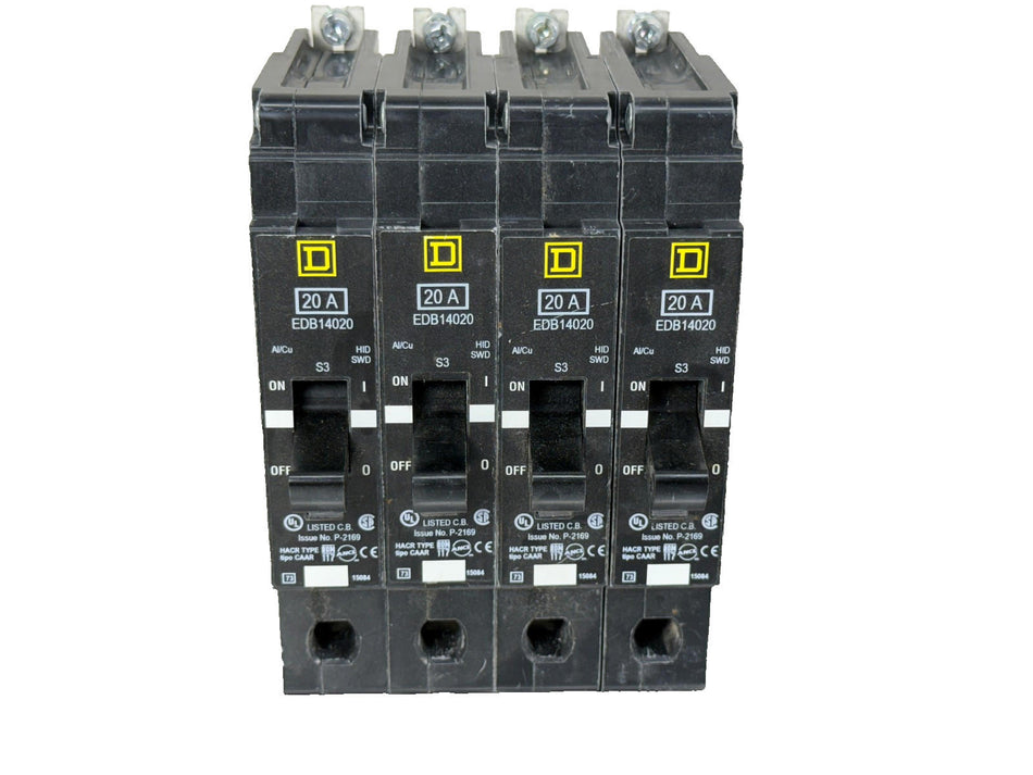 Square D EDB14020 Circuit Breaker (Qty 4)