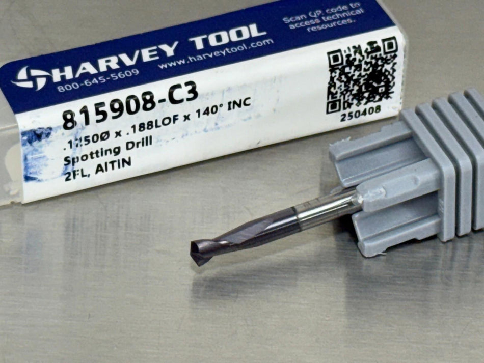 Harvey 1/8" Carbide Spotting Drill Miniature Spot 140° 815908-C3
