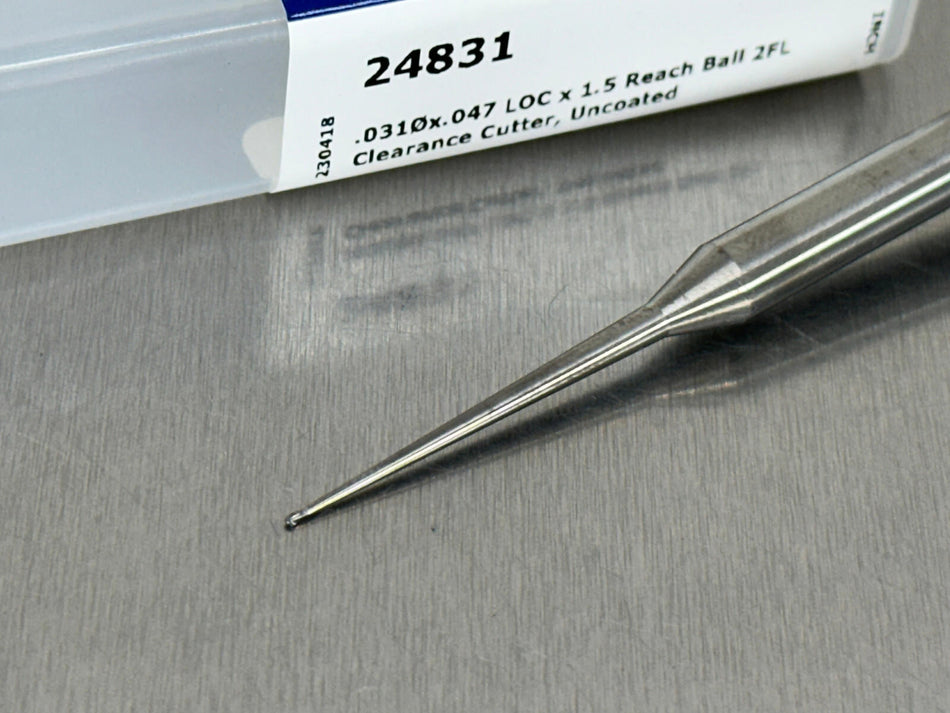 Harvey 1/32" Carbide End Mill Ball Tapered Reach Clearance Cutter 24831