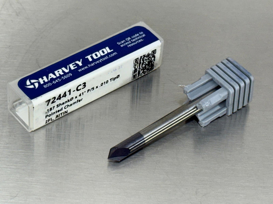 Harvey 41° Carbide Chamfer Cutter Mill .010" Pointed Tip 72441-C3